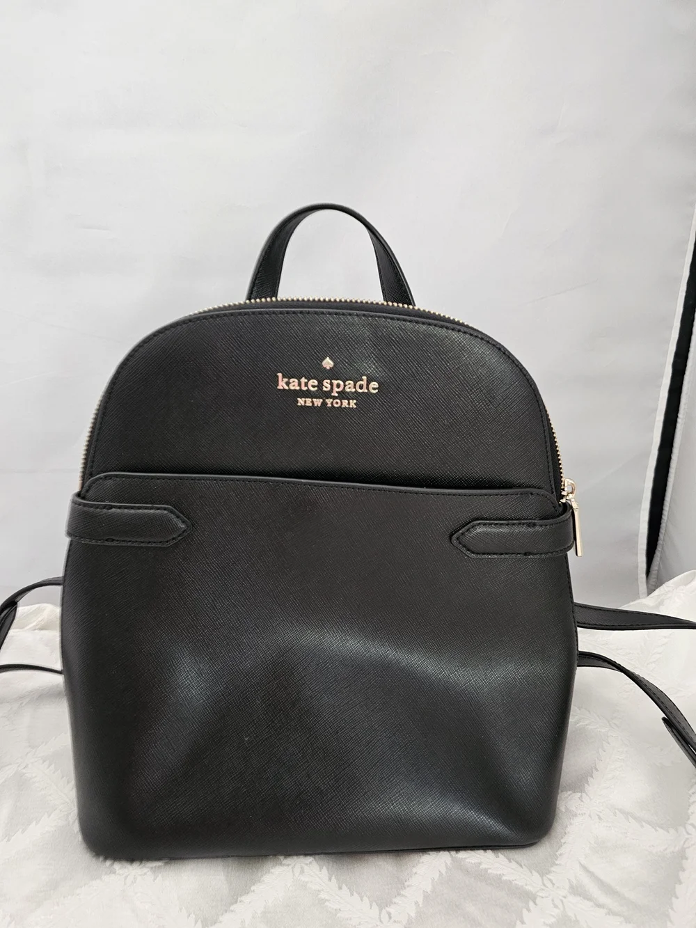 Kate Spade Black Leather Stacy Dome Mini Backpack